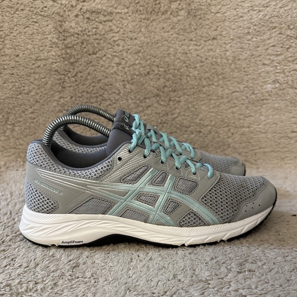 Asics Gel-Contend 5 Womens Running Shoes Grey Mint Silver 1012A234 Size 8.5